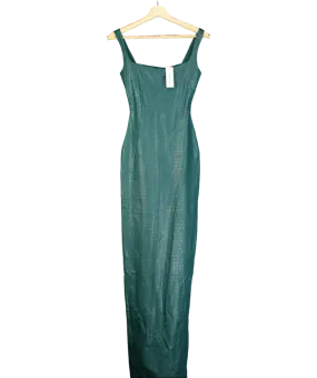 Naked Wardrobe Green Vegan Leather Croc Tank Maxi Dress UK XS