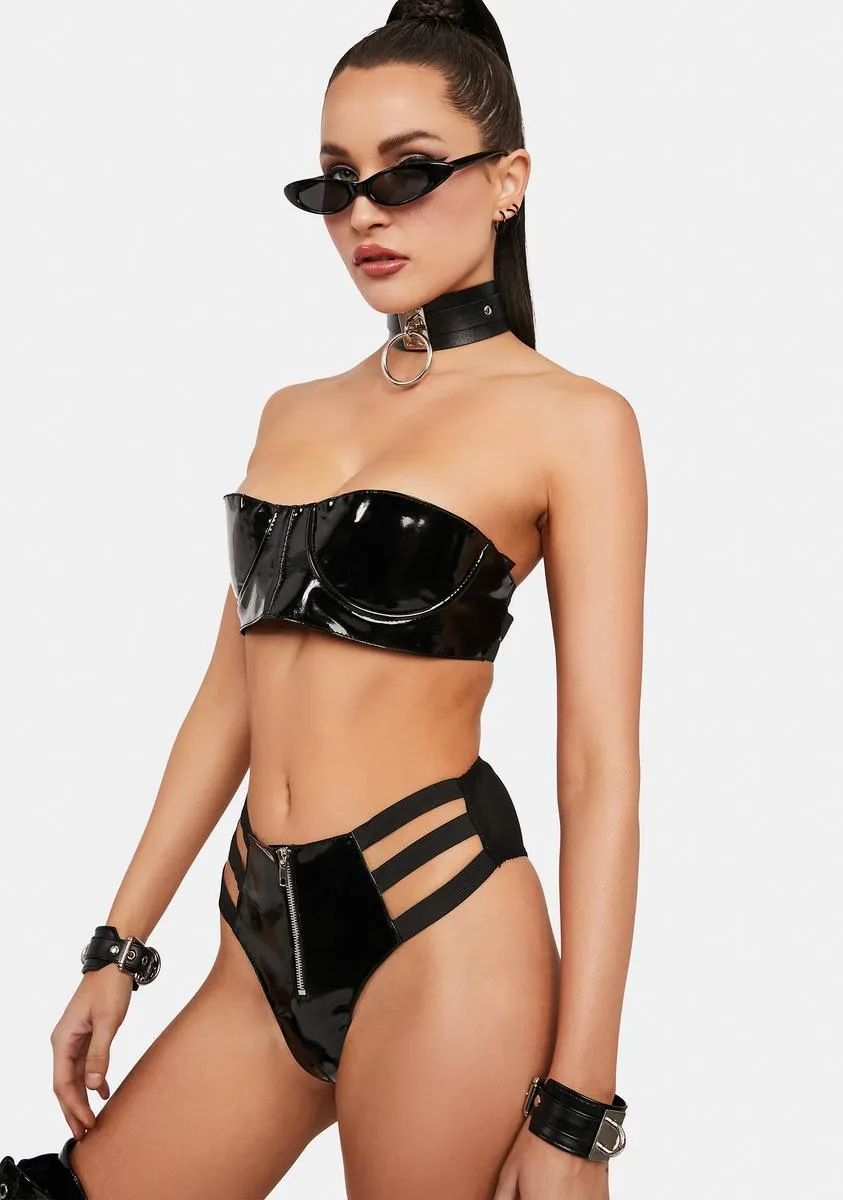 No Brakes Vinyl Lingerie Set