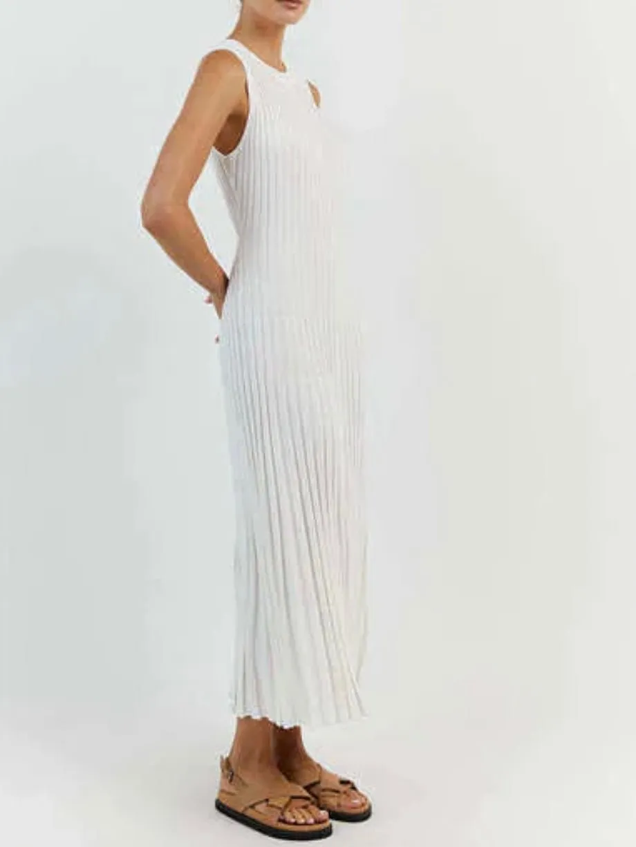 Off white pleated long dress