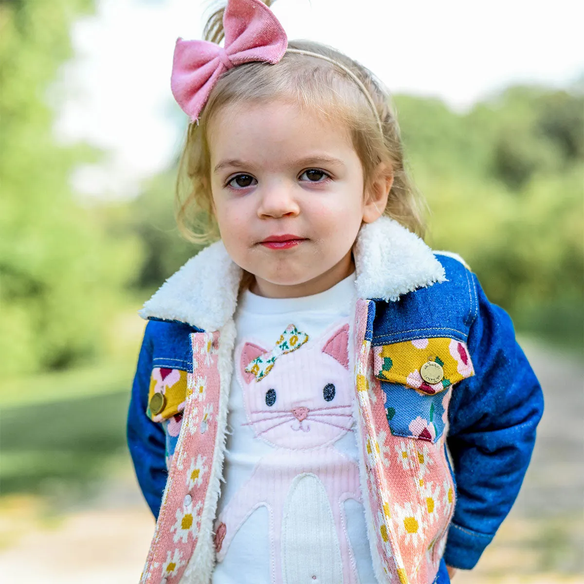 oh baby! Butterfly Long Sleeve Tee - Quilted Kitty Applique - Cream