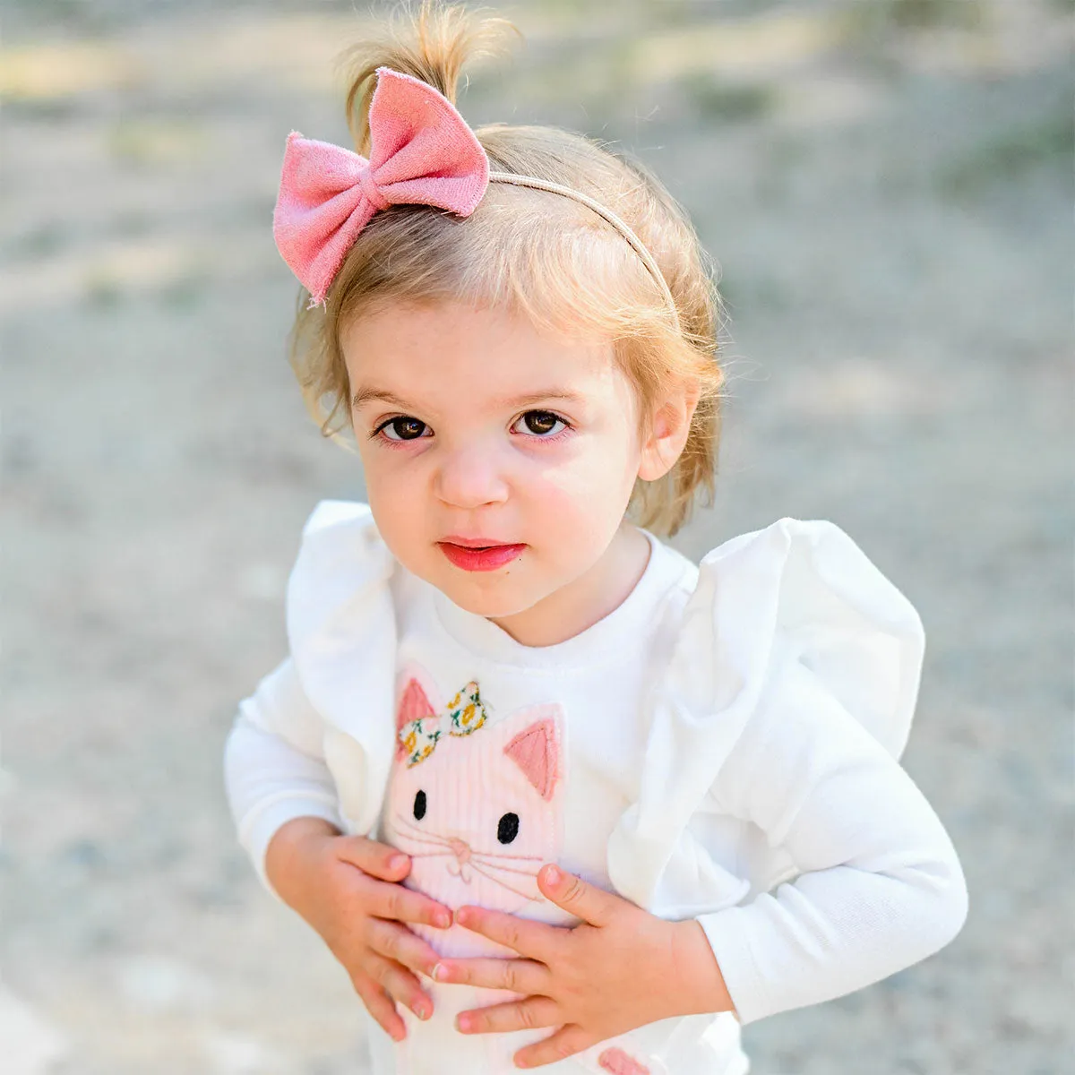 oh baby! Butterfly Long Sleeve Tee - Quilted Kitty Applique - Cream