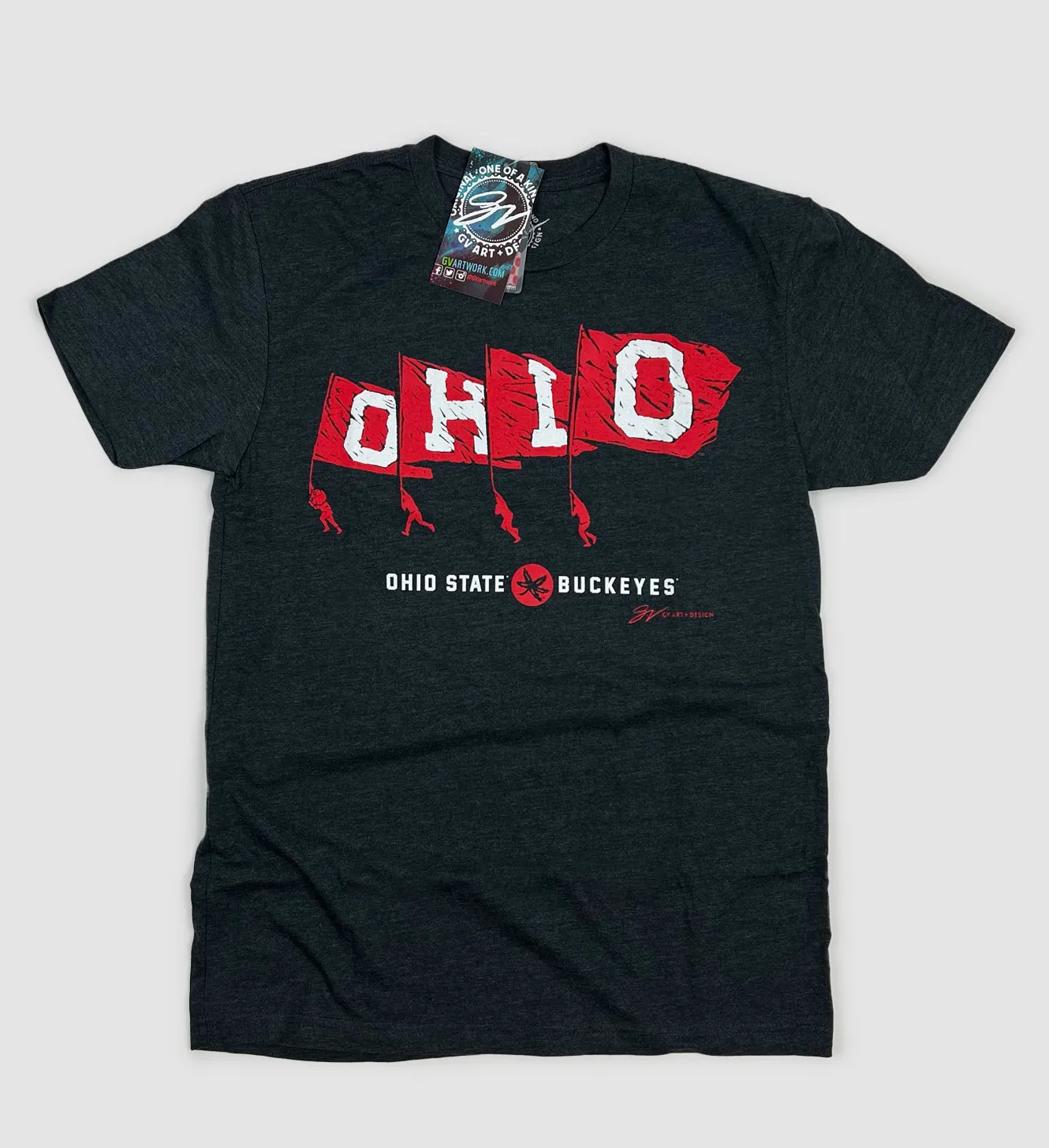 OH-IO Ohio State Buckeyes Flags T shirt