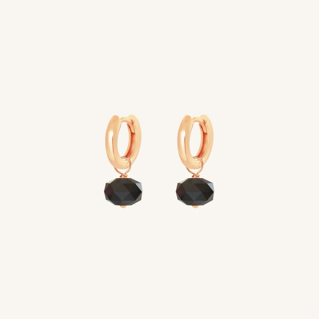 Opulent Black Spinel Plain Hoops - Stone of Mindset