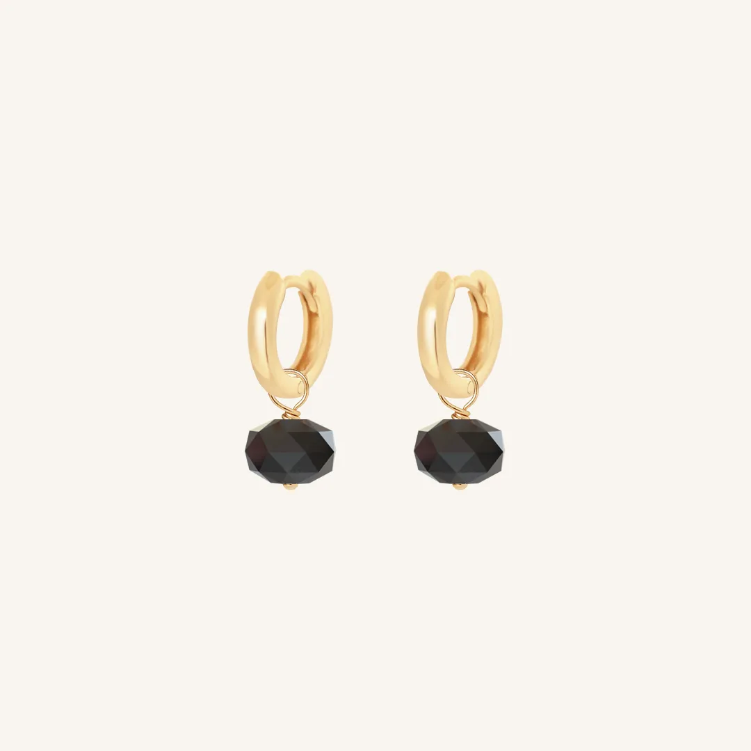 Opulent Black Spinel Plain Hoops - Stone of Mindset