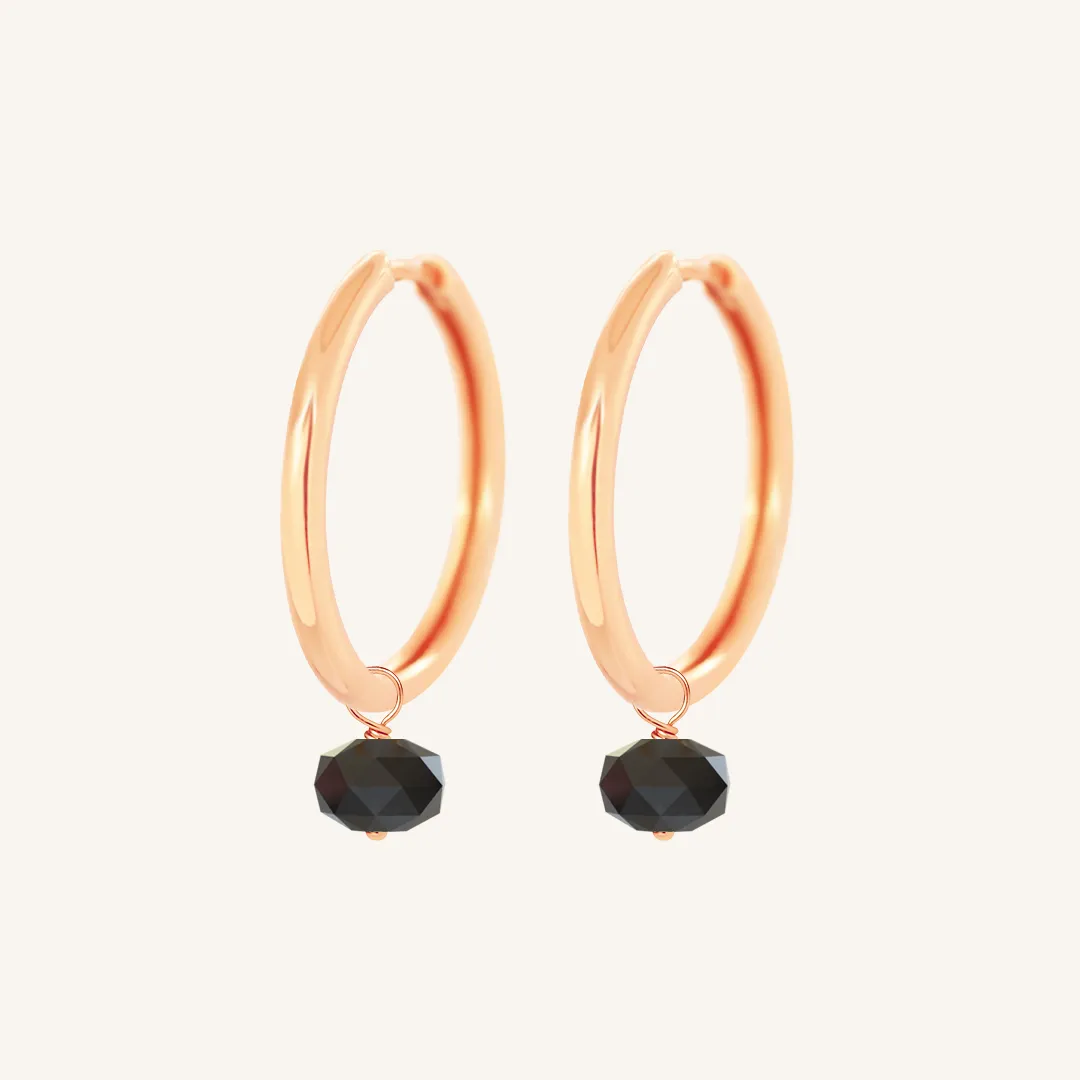 Opulent Black Spinel Plain Hoops - Stone of Mindset