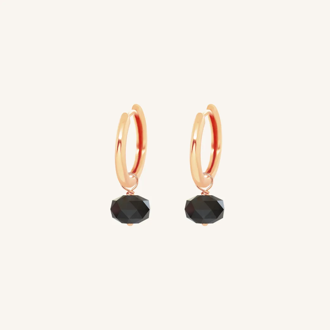 Opulent Black Spinel Plain Hoops - Stone of Mindset