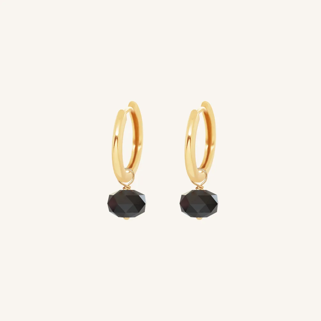 Opulent Black Spinel Plain Hoops - Stone of Mindset