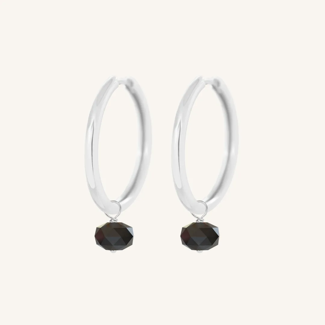 Opulent Black Spinel Plain Hoops - Stone of Mindset