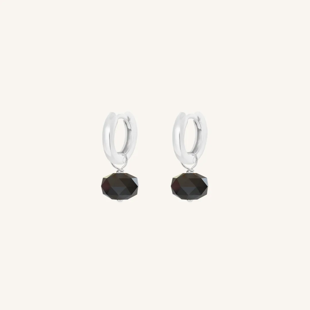 Opulent Black Spinel Plain Hoops - Stone of Mindset