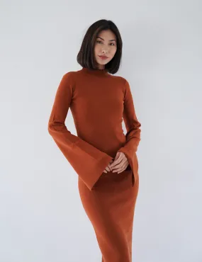 Opulent High Neck Knitted Dress / 琥珀(orange)