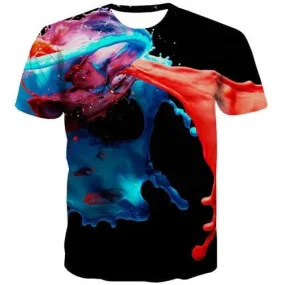 Painting T shirts Men Graffiti T shirts Funny Galaxy Tshirts Cool Art Tshirts Casual Black Tshirt Printed Short Sleeve