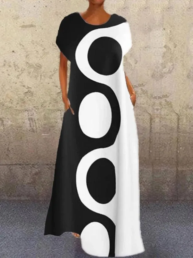 Picasso Face Print Dress, Boho Summer Dress For Women