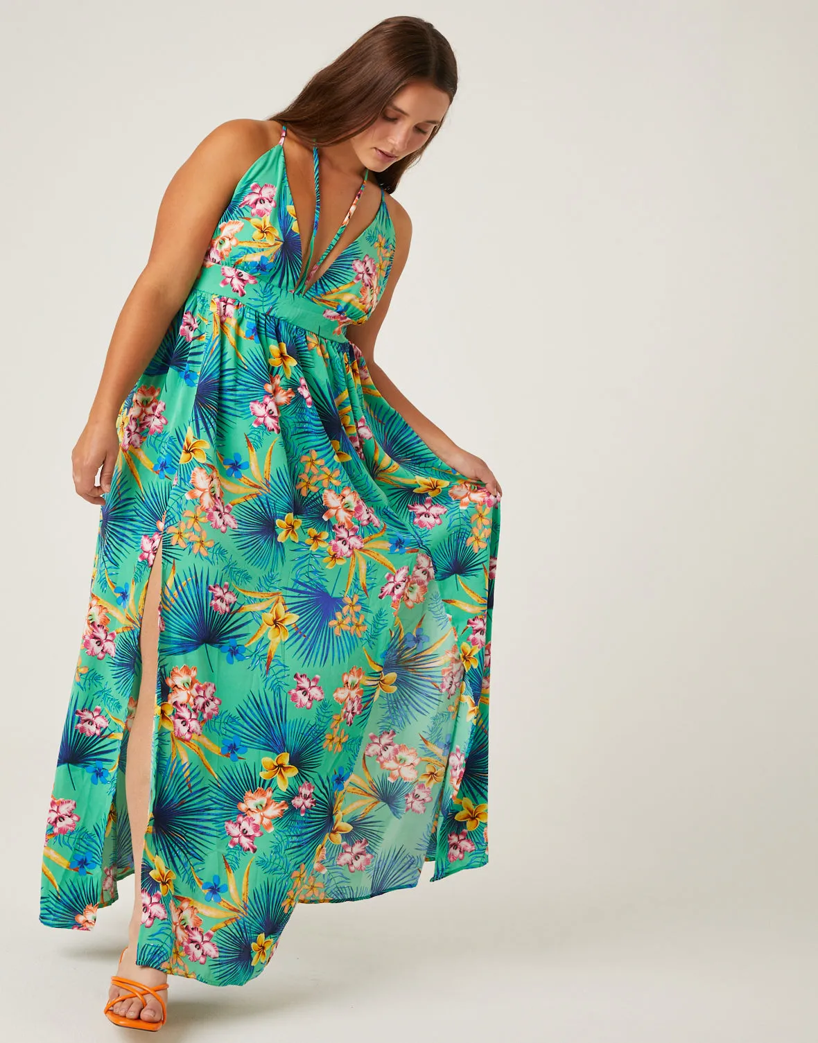 Plus Size Bold Tropical Maxi Dress