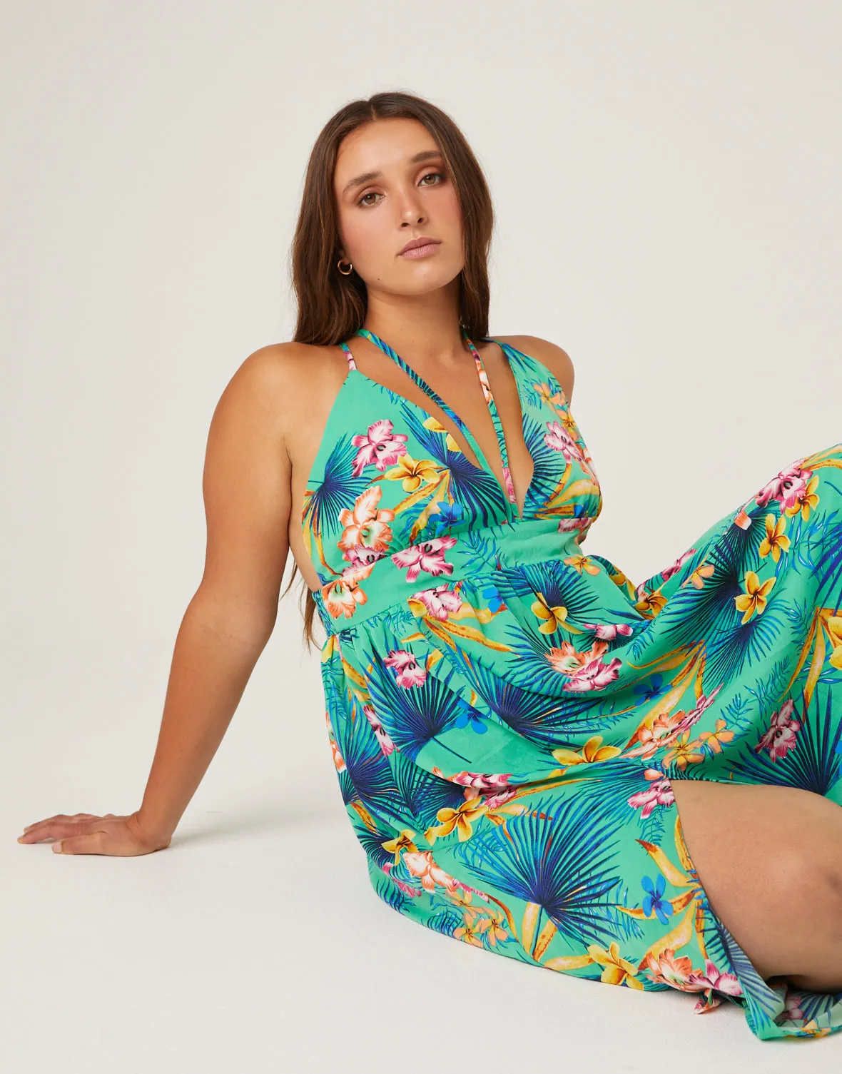 Plus Size Bold Tropical Maxi Dress