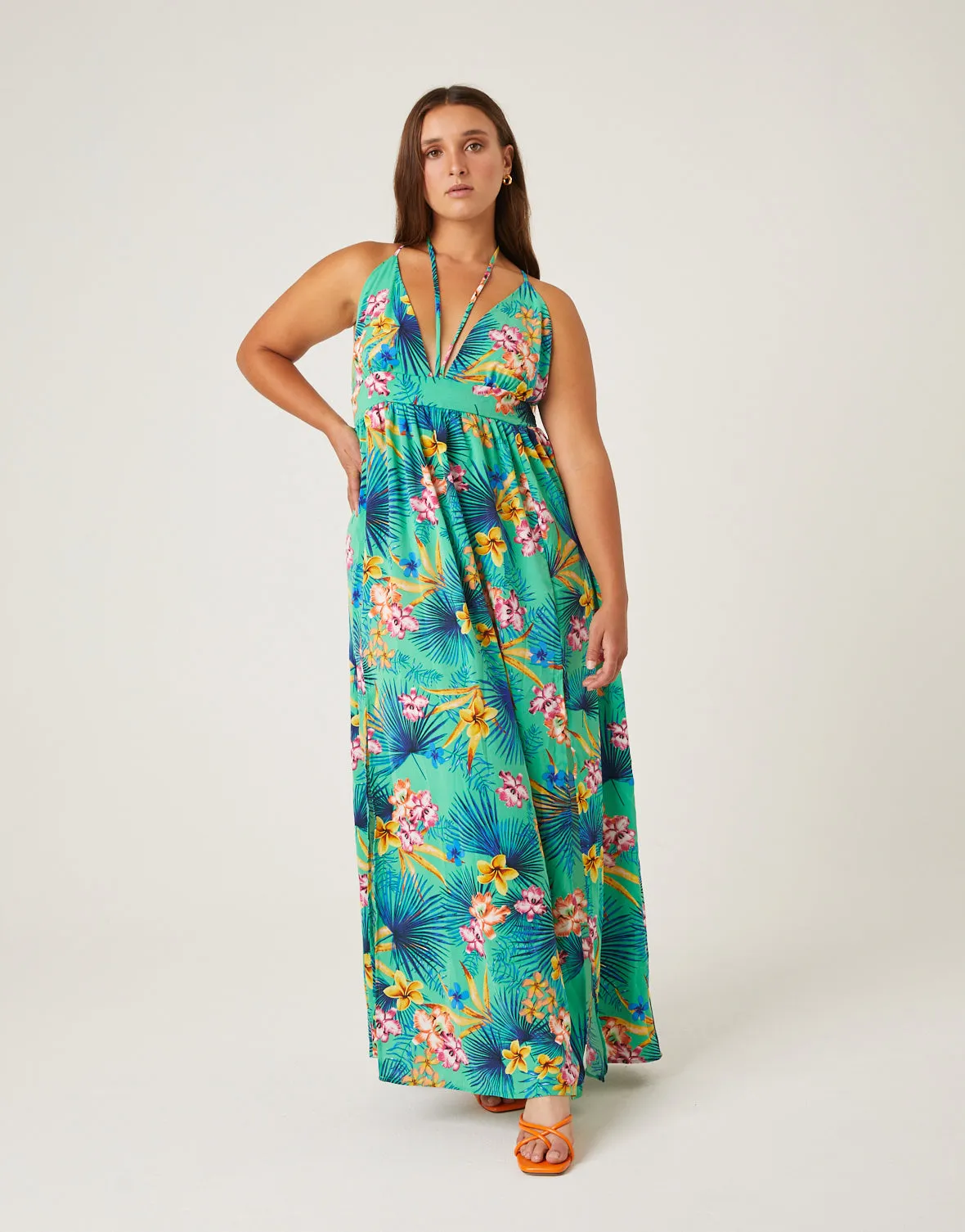 Plus Size Bold Tropical Maxi Dress