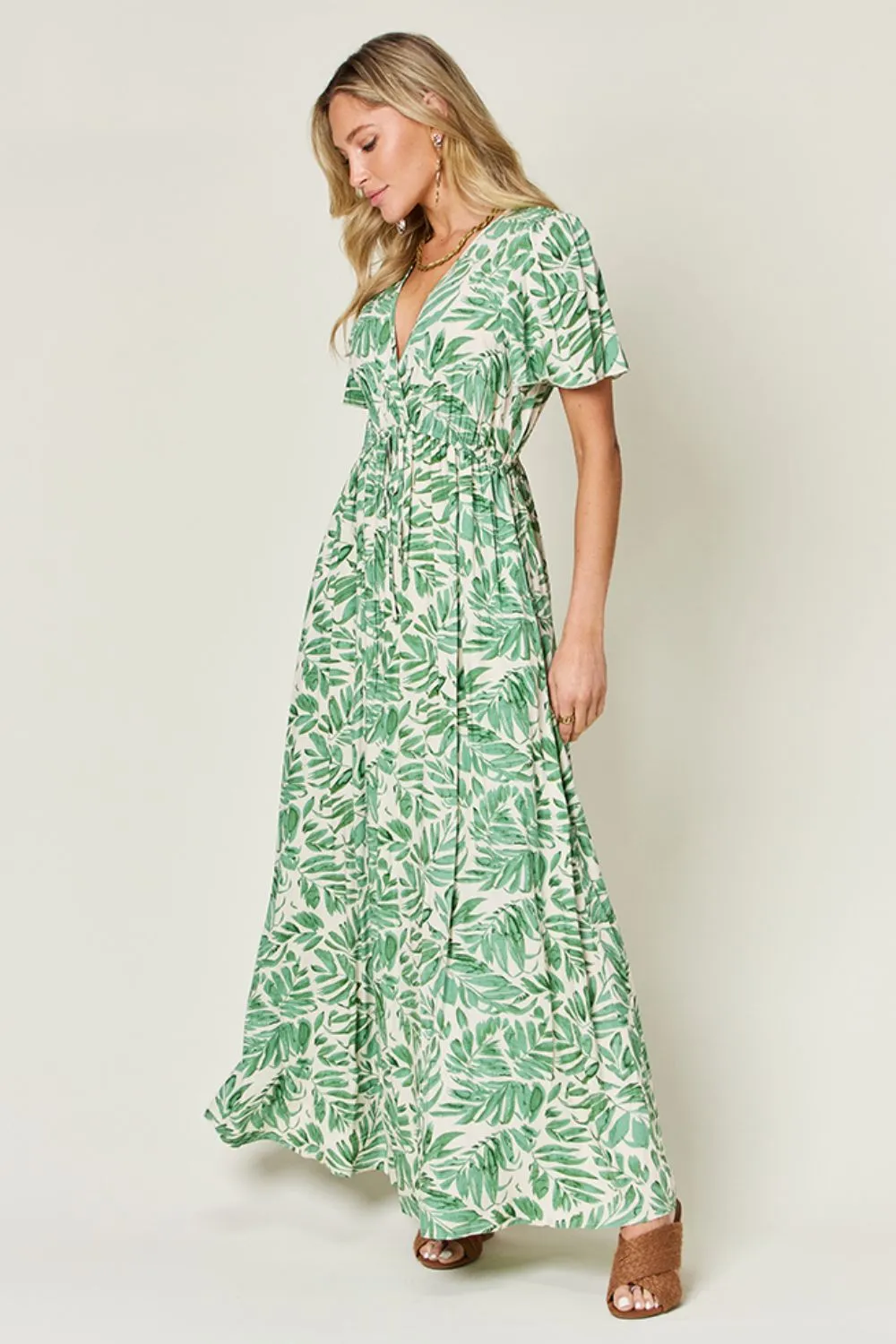 Plus Size Green Tropical Resort Maxi Dress