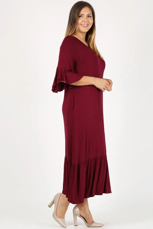 Plus size maxi dress In burgundy