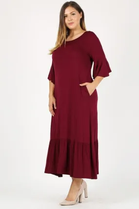 Plus size maxi dress In burgundy