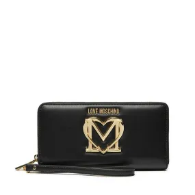 Portafoglio Donna Zip Around con Polsiera LOVE MOSCHINO Nero con Maxi Logo