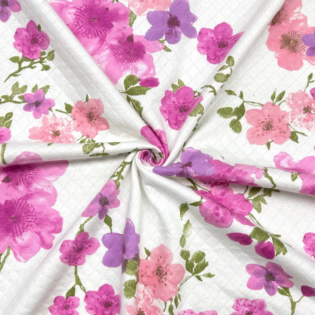 Purple Floral Quilted Cotton Fabric