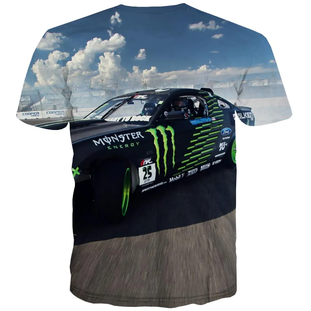 Racing Car T shirts Men Metal Tshirts Cool City T-shirts 3d Gray T shirts Funny Retro Tshirt Anime