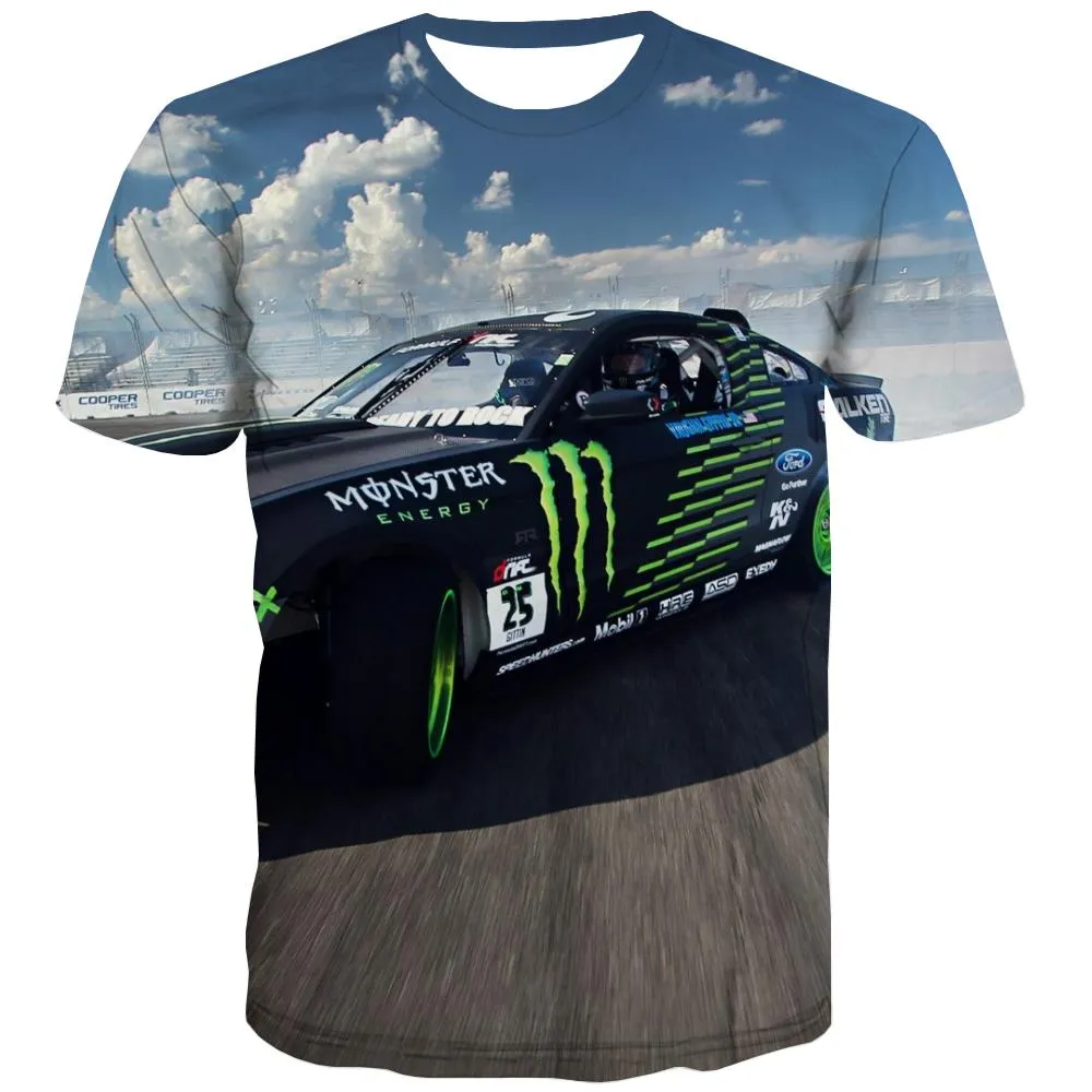 Racing Car T shirts Men Metal Tshirts Cool City T-shirts 3d Gray T shirts Funny Retro Tshirt Anime