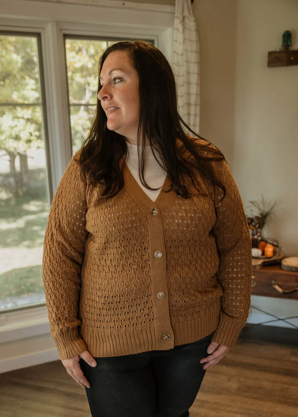 RAYNE CURVY POINTELLE CARDIGAN