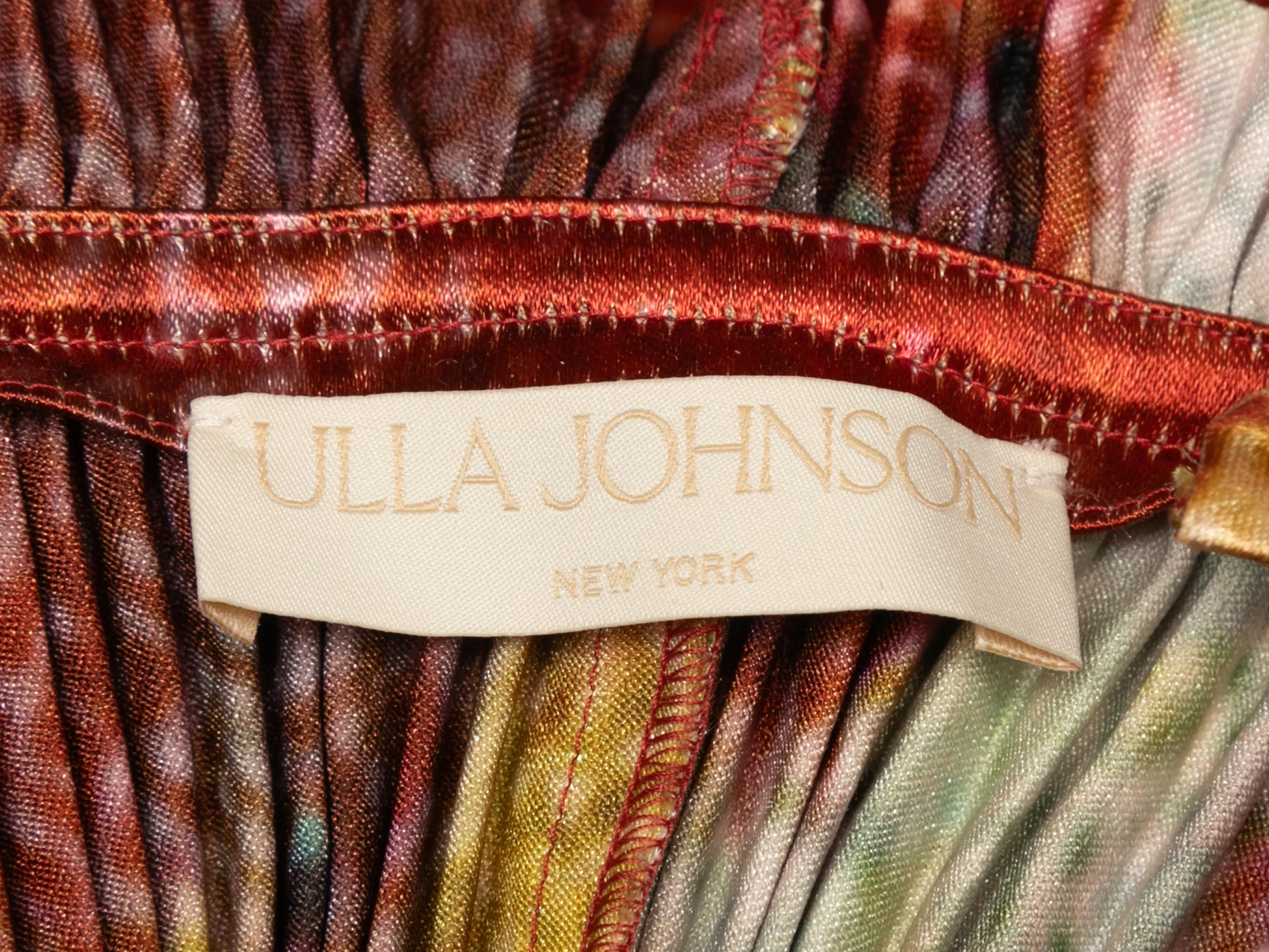 Red & Multicolor Ulla Johnson Pleated Printed Maxi Dress Size US 0