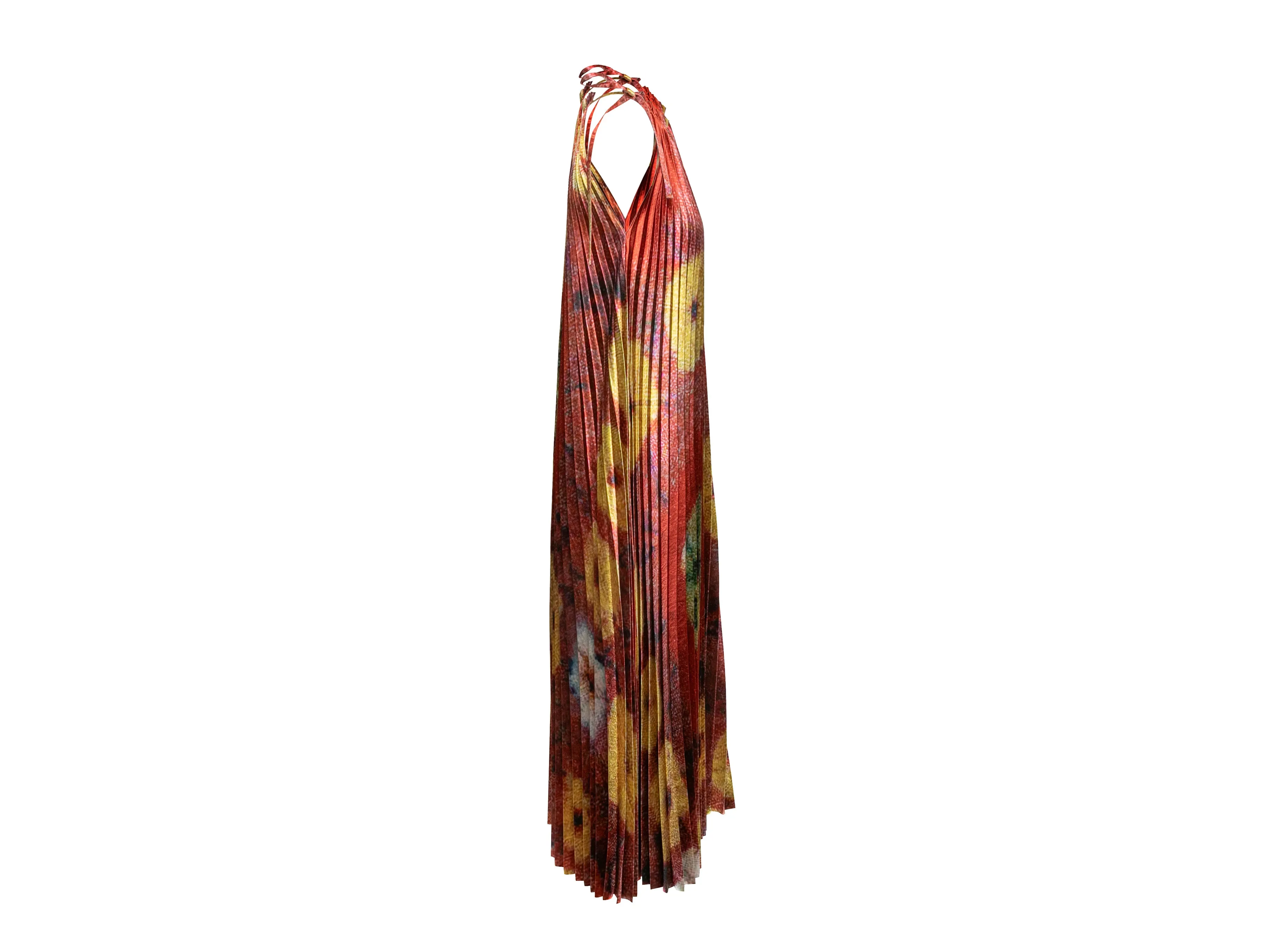 Red & Multicolor Ulla Johnson Pleated Printed Maxi Dress Size US 0