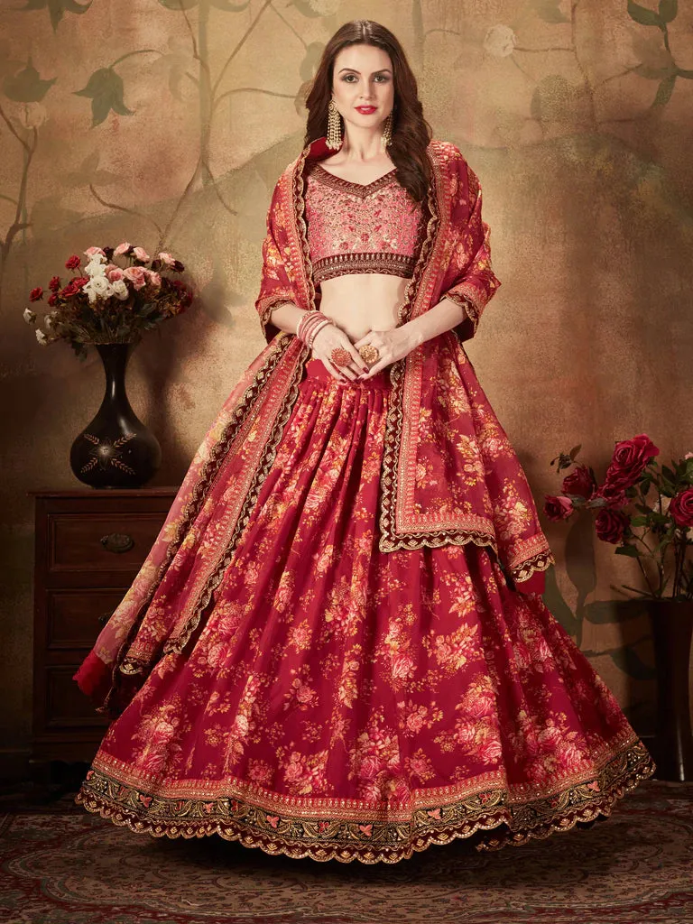 Red Designer Lehenga Choli