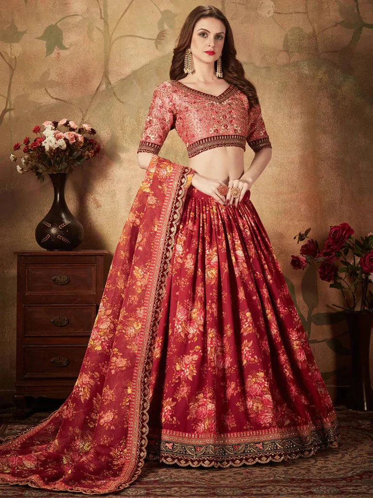 Red Designer Lehenga Choli