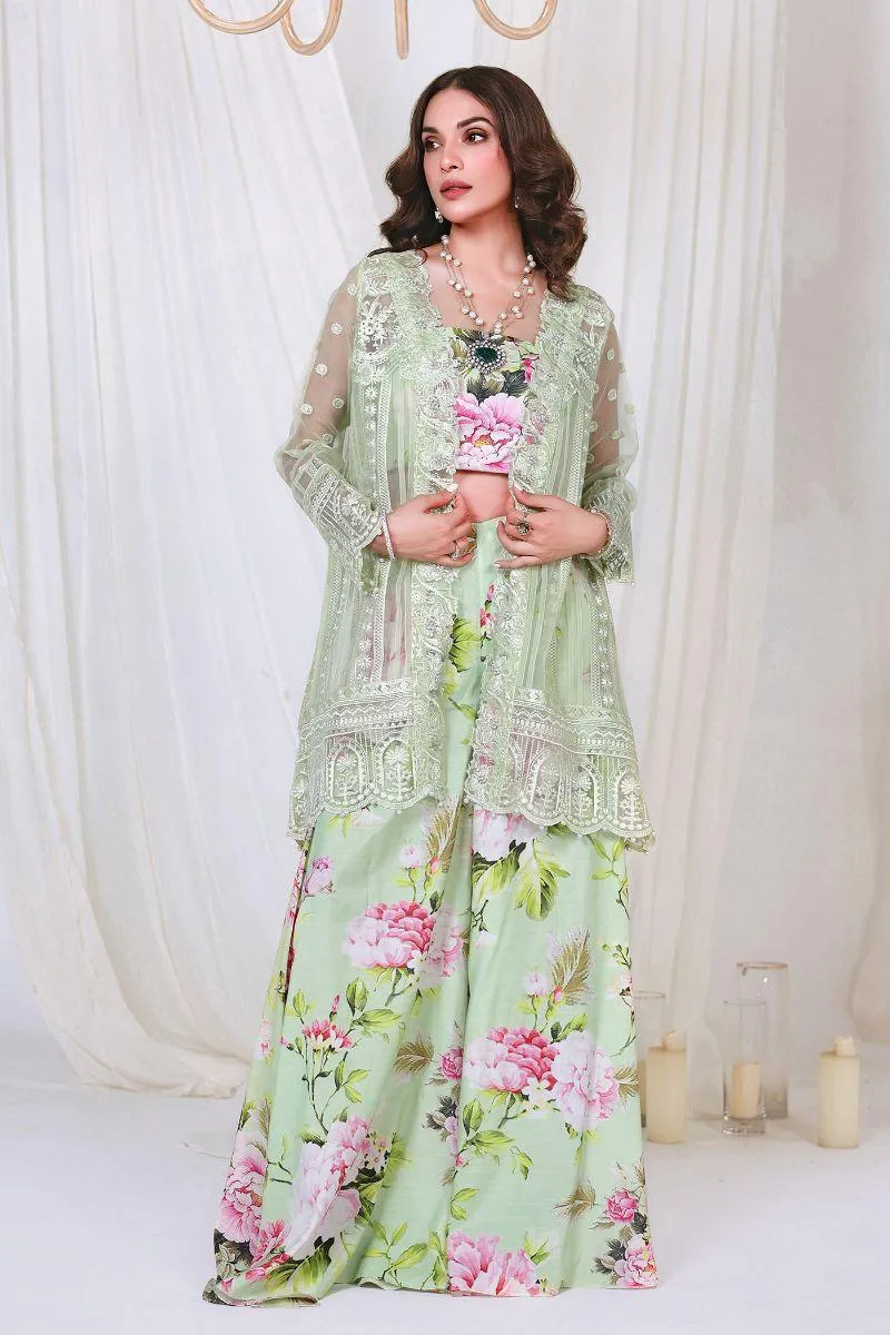 Reema Ahsan - NURAY - Organza  - Lime green  - 4 Piece