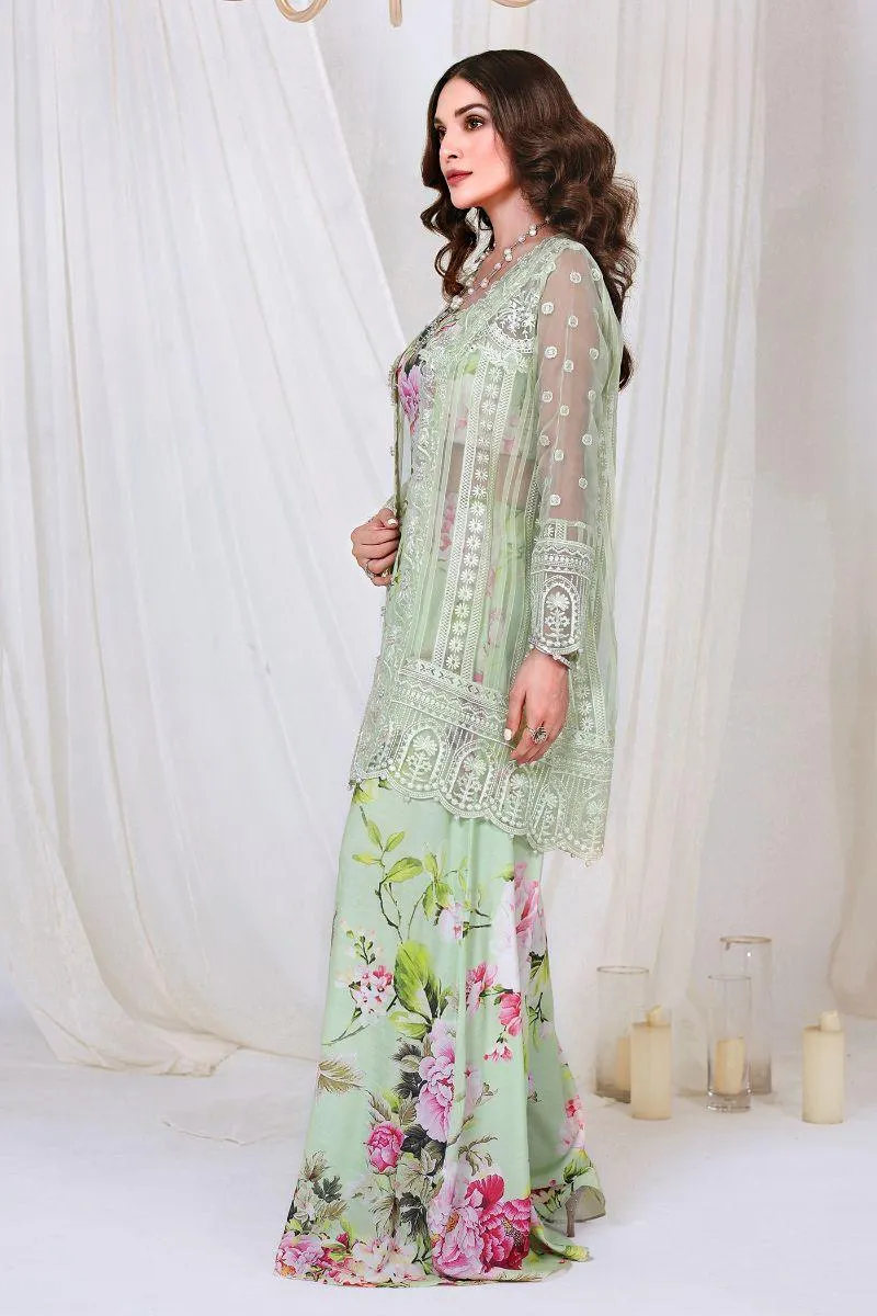 Reema Ahsan - NURAY - Organza  - Lime green  - 4 Piece