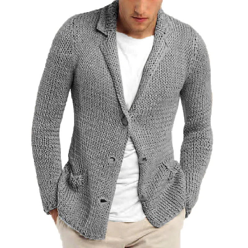 Retro Casual Solid Color Lapel Pocket Cardigan