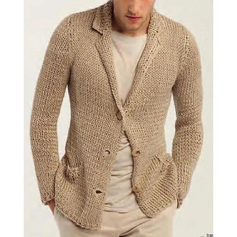 Retro Casual Solid Color Lapel Pocket Cardigan