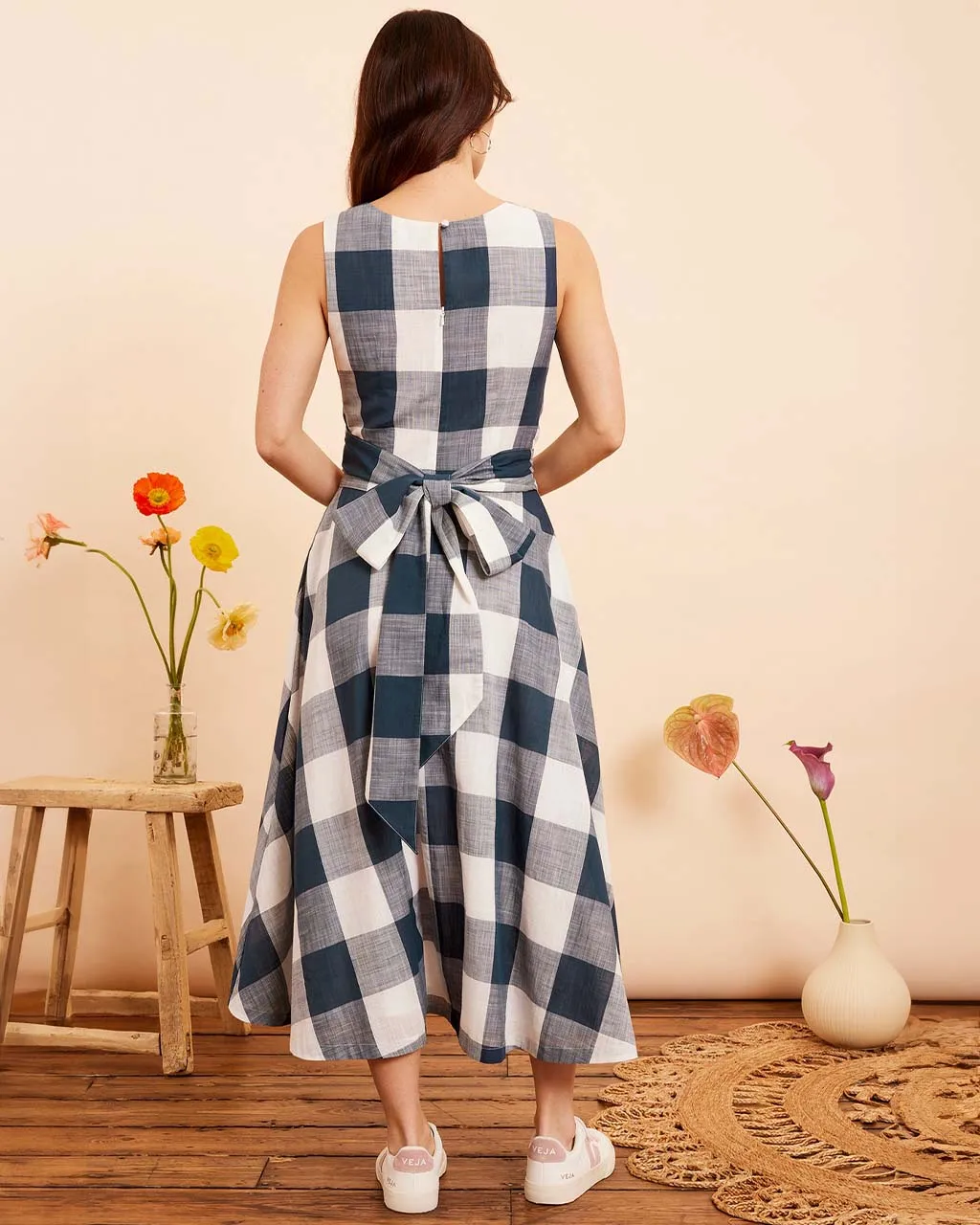 Roberta Dress - Indigo Plaid