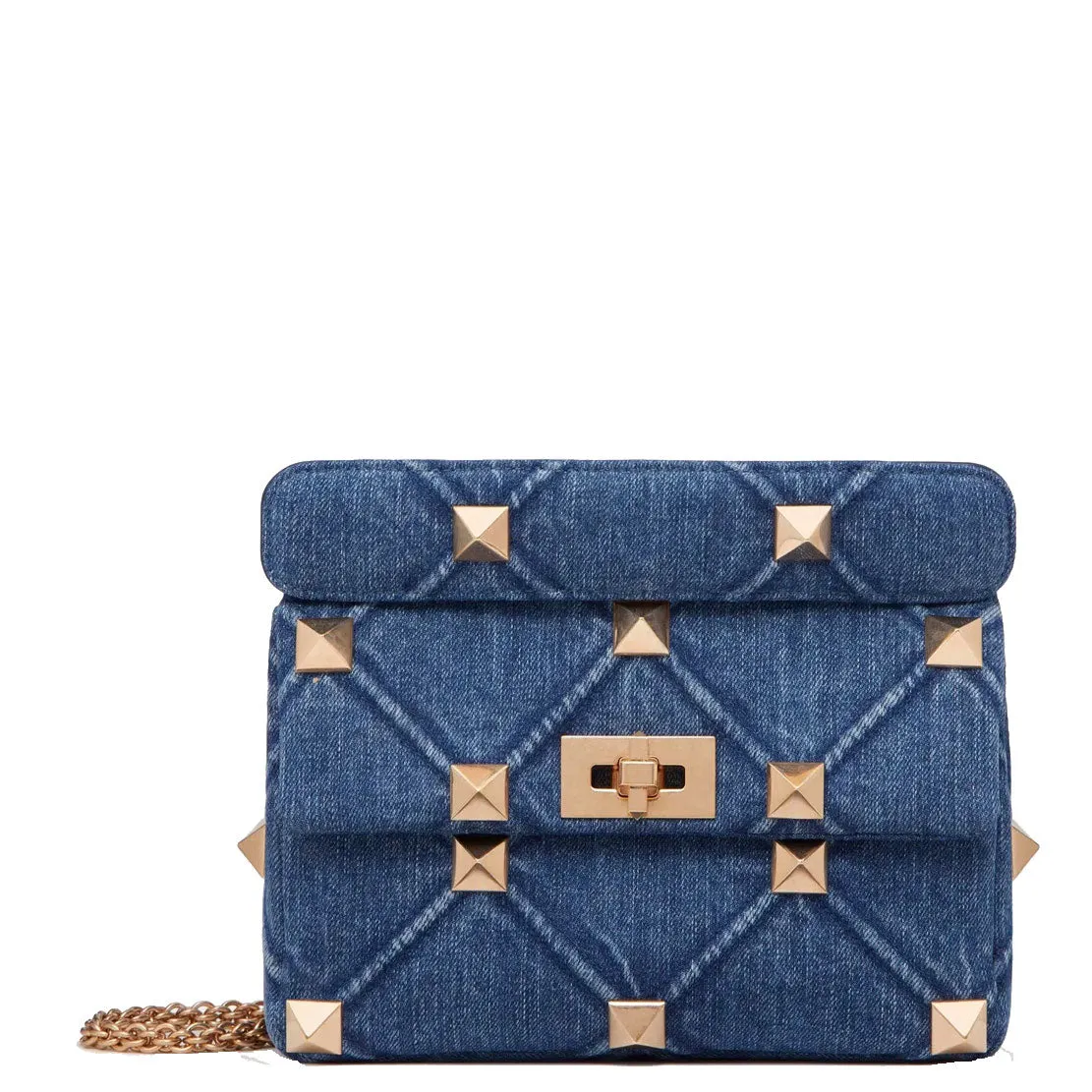 Roman Stud Grained Medium Bag, Denim