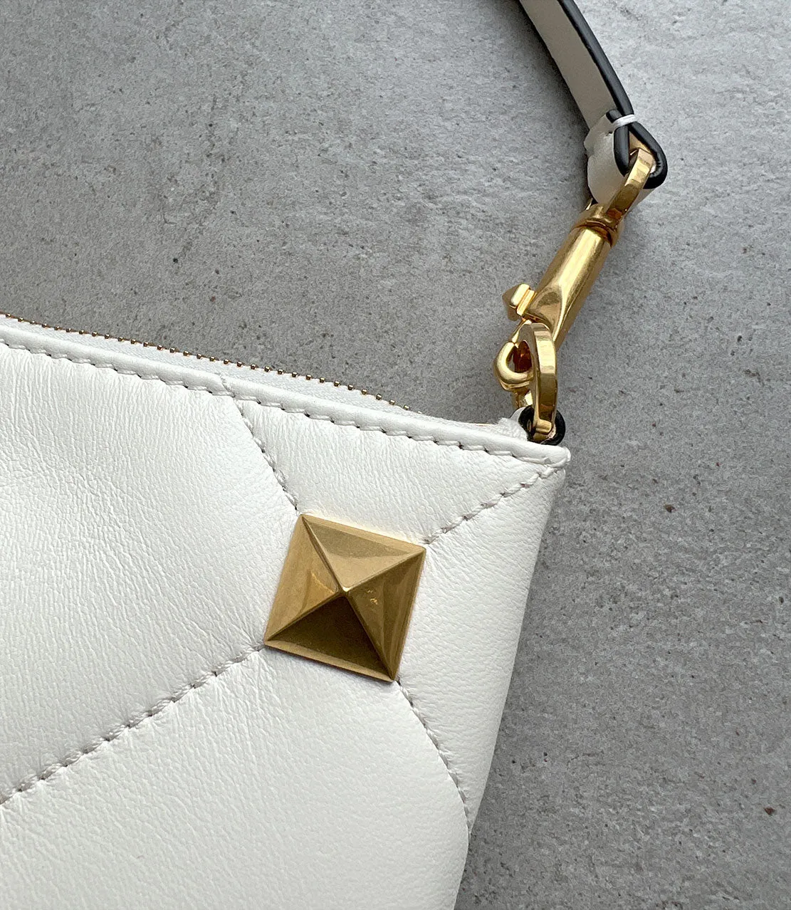 Roman Stud Wristlet / Shoulder Pouch, Ivory