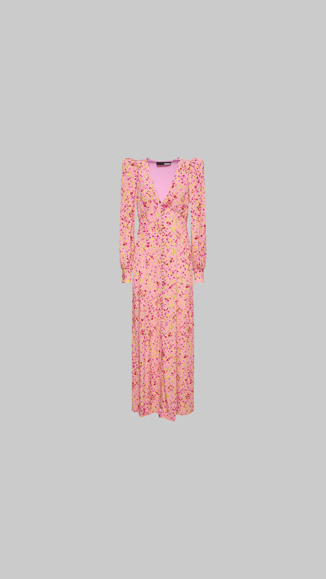 Rotate Floral Print Jacquard Maxi V-Neck Dress