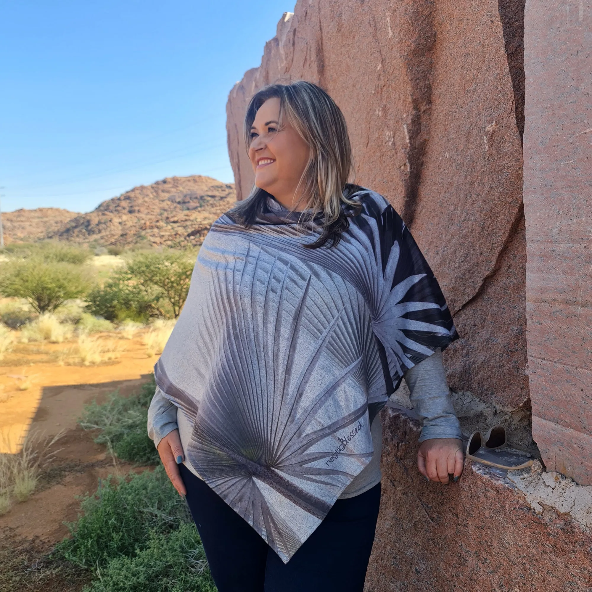 Sage Palms - Jersey Wrap Poncho