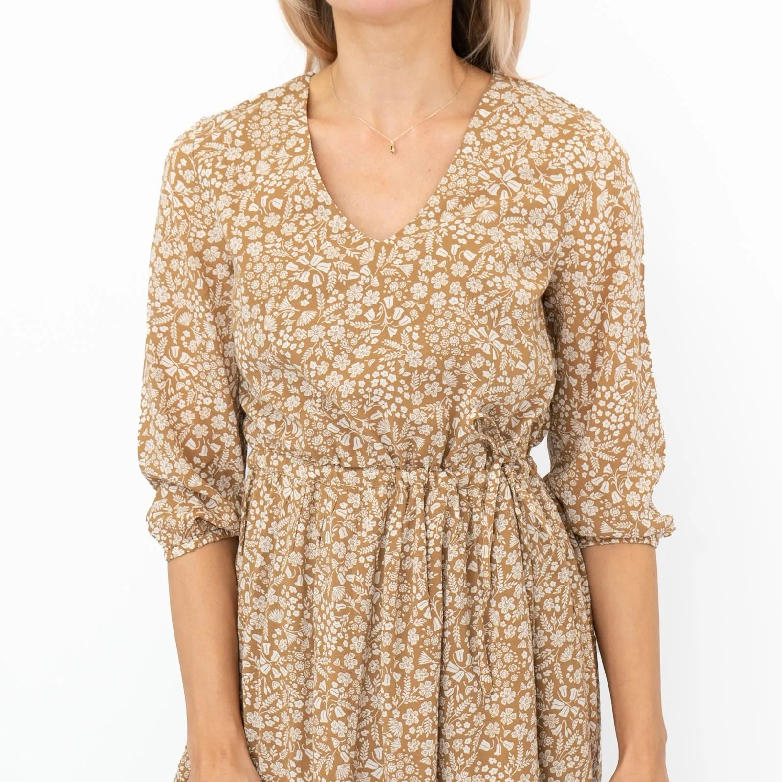 Seasalt Brown Coast Path Floral Corn Marigold Dress