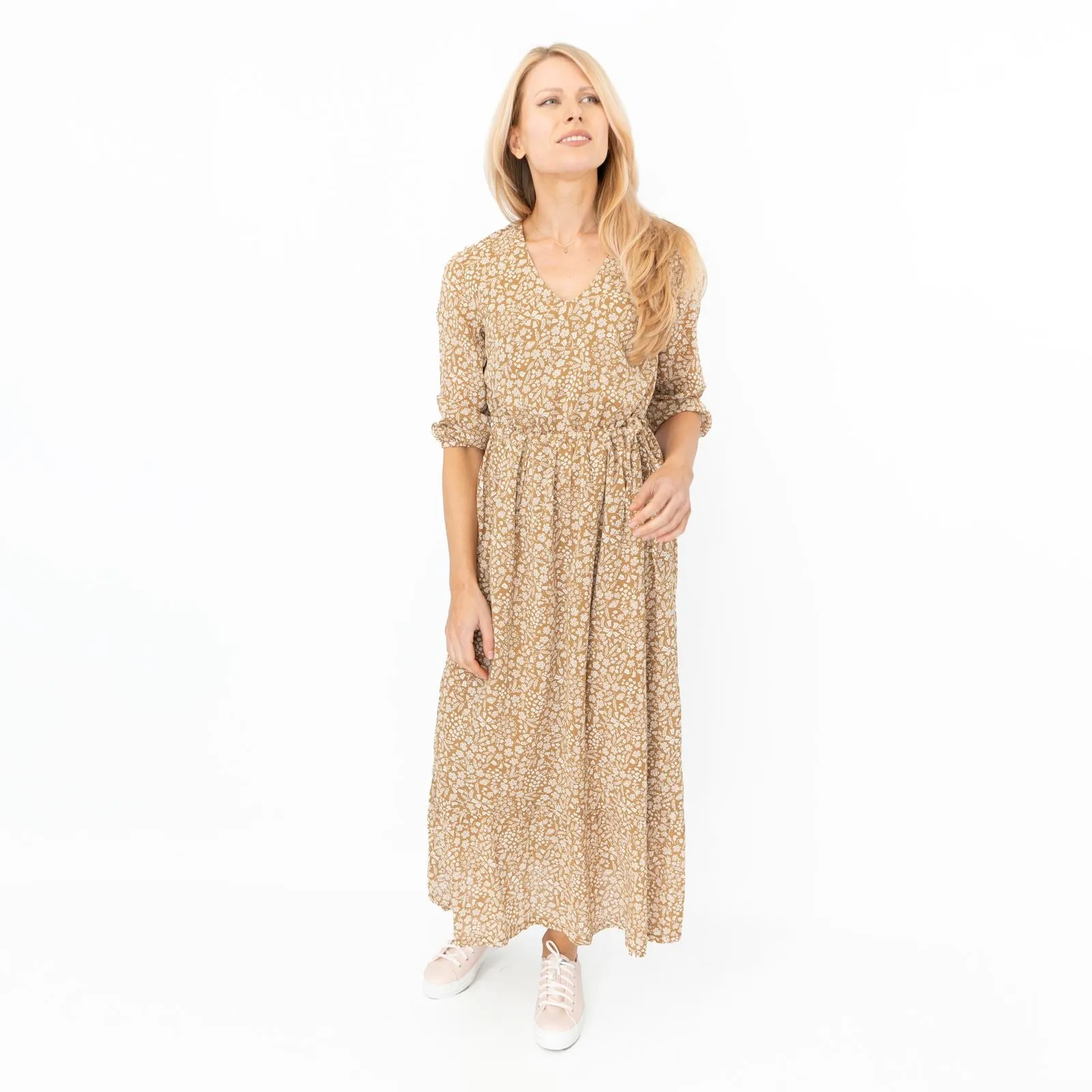 Seasalt Brown Coast Path Floral Corn Marigold Dress