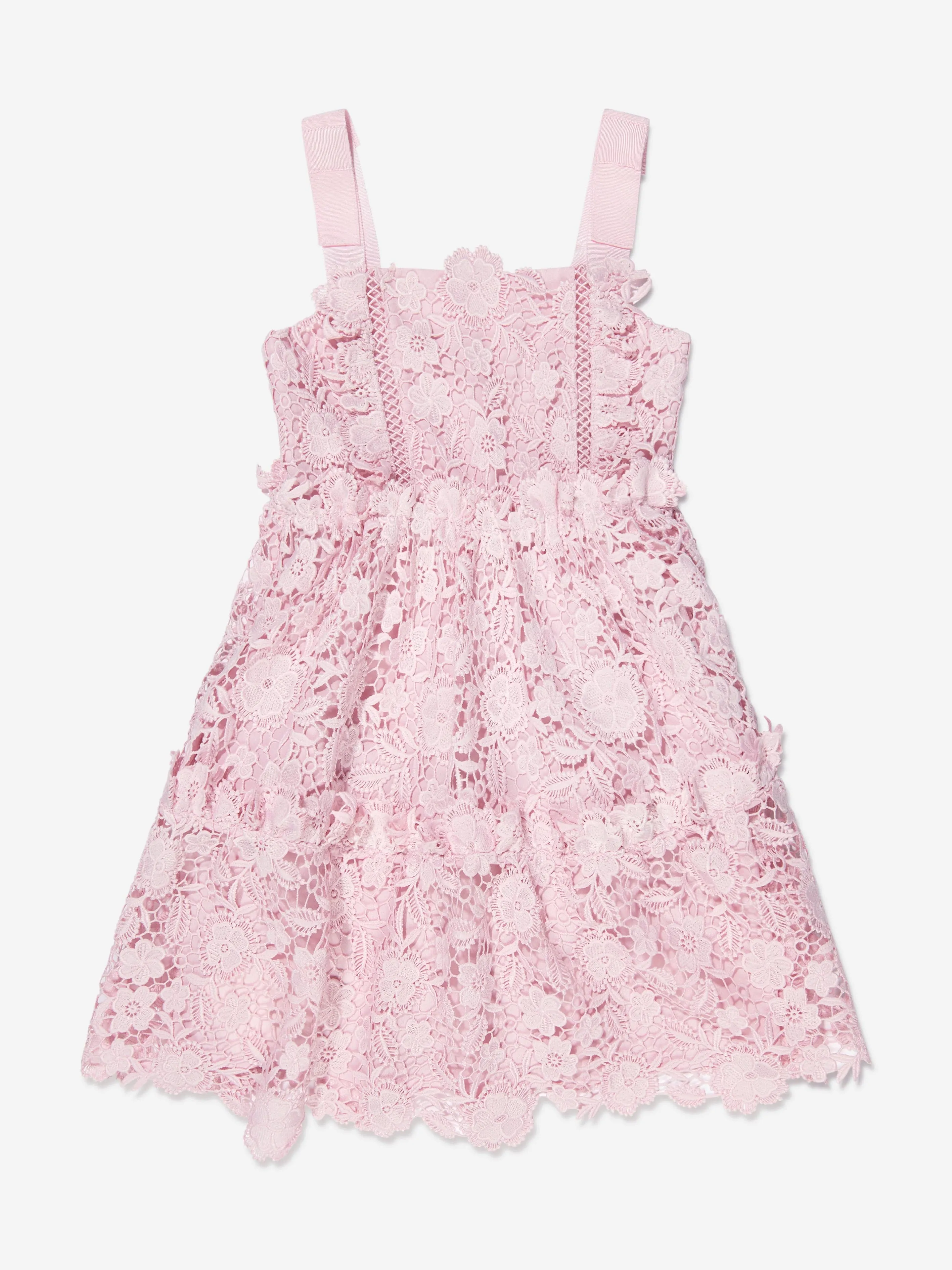 Self Portrait Girls Guipure Lace Mini Dress in Pink