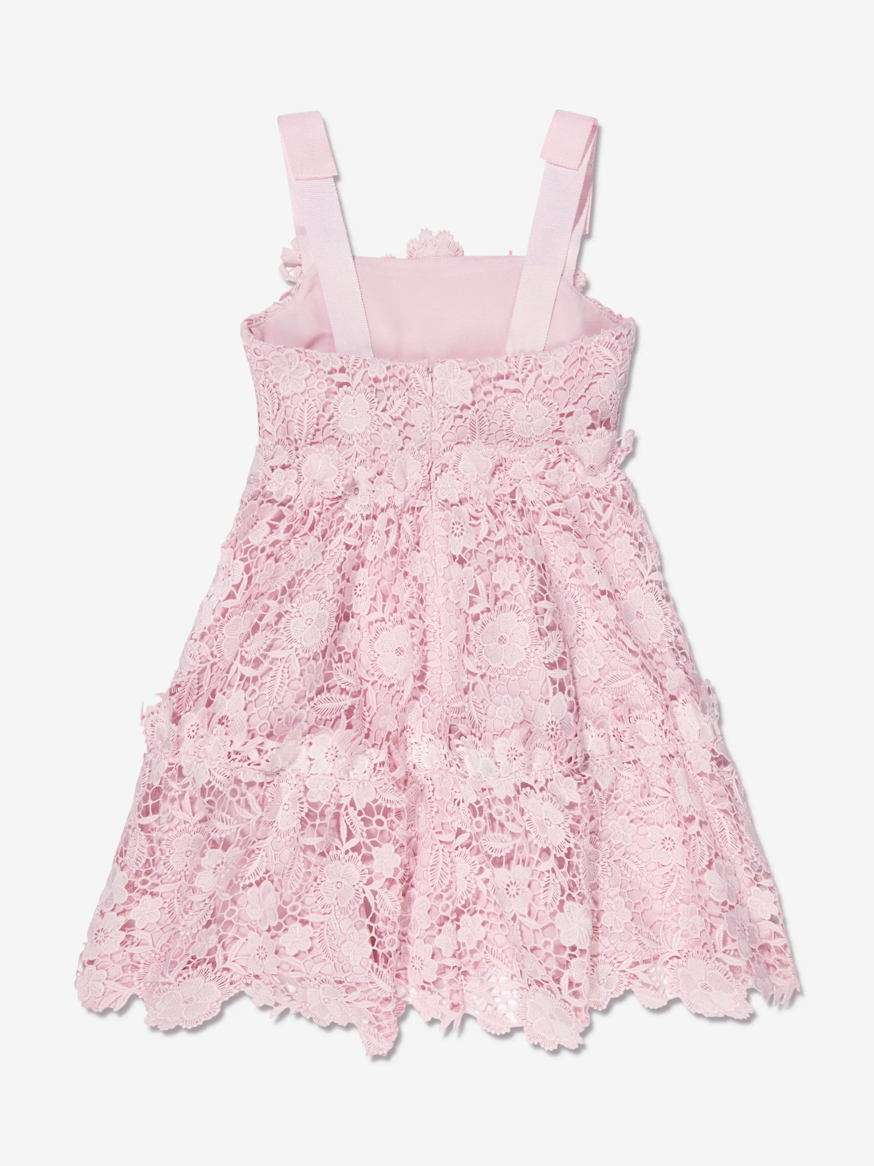 Self Portrait Girls Guipure Lace Mini Dress in Pink