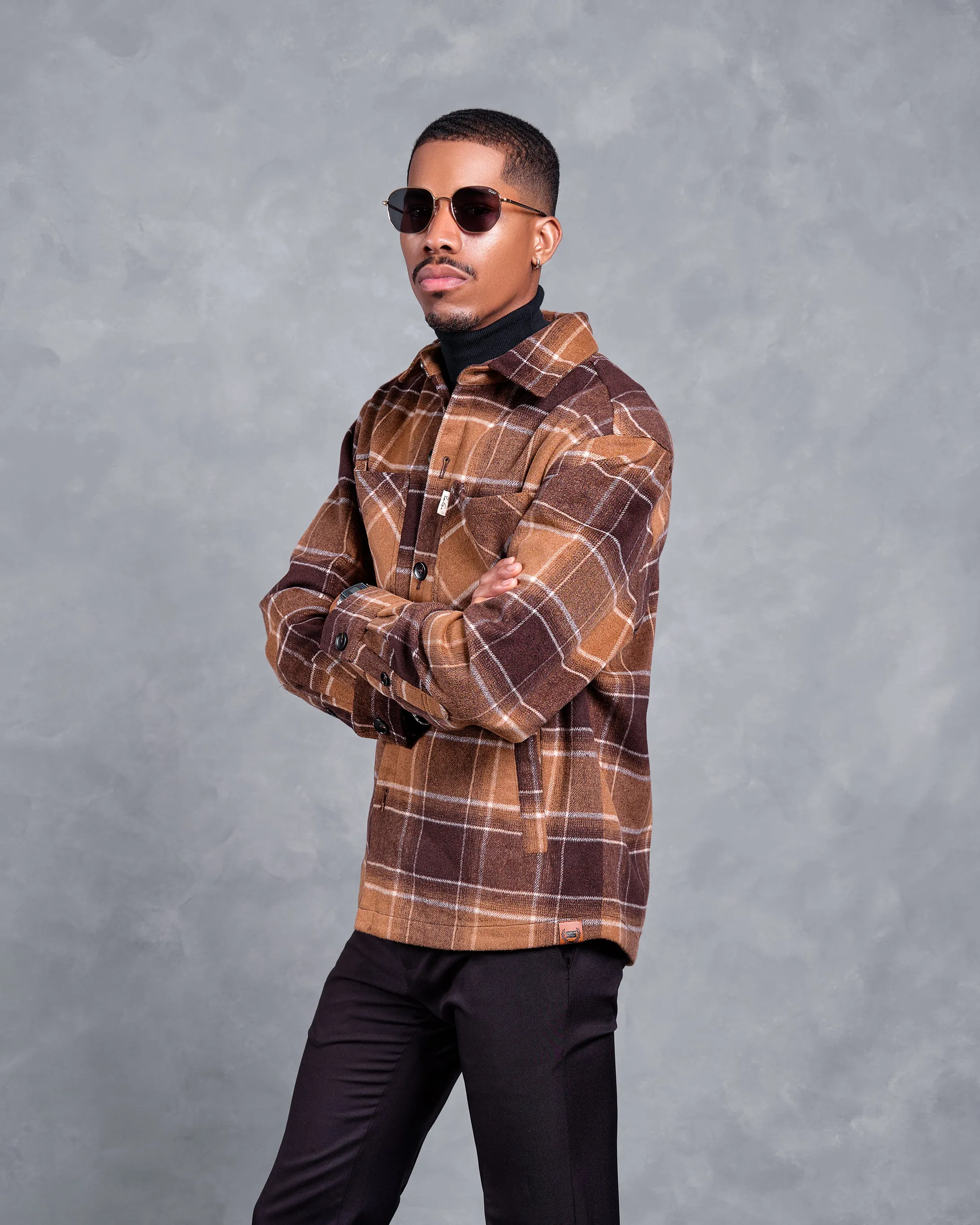 SG Quilted Shirt Jacket - Brown Plaid