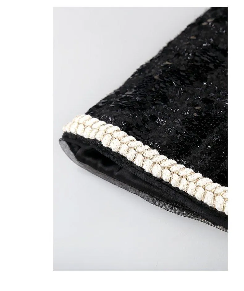 Siduo Autumn fall black and white contrast sequins high-end dinner - Favi