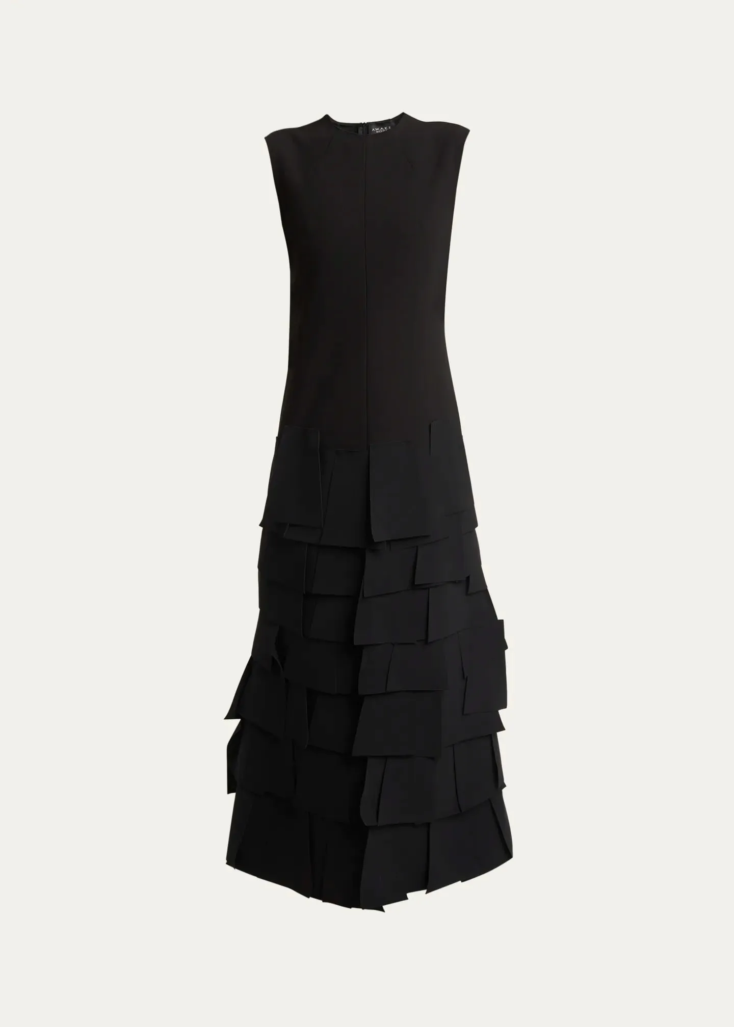 Sleeveless Laser Cut Dress in Black by A.W.A.K.E. Mode