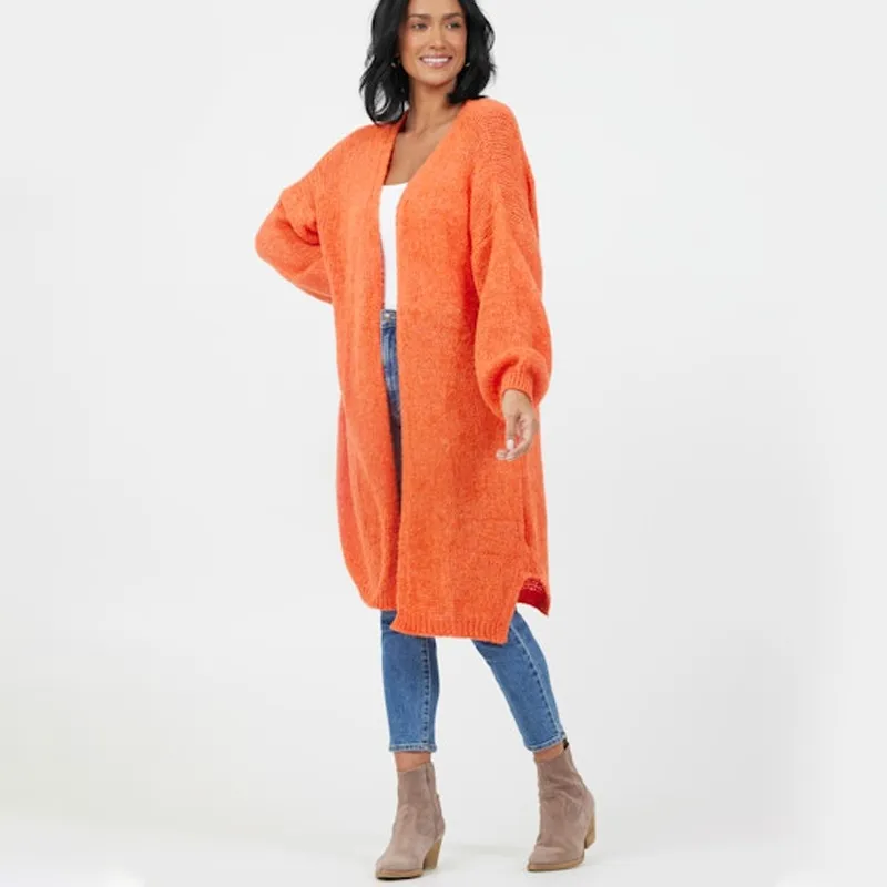 Soft Knit Long Cardigan Orange