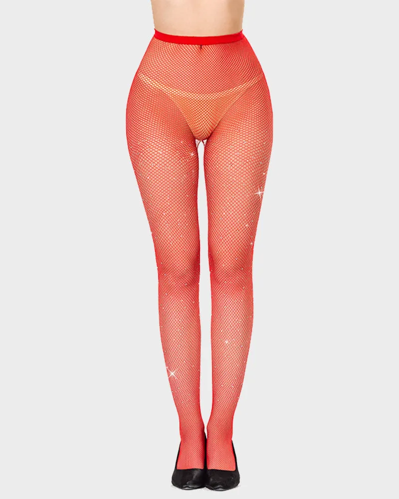 Sparkling Rhinestone Fishnet Tights