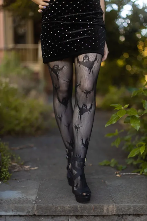 Spooky Ghost Fishnet Tights